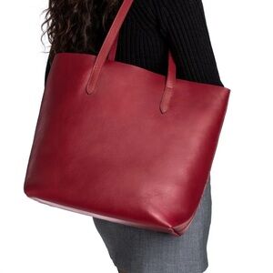 Elegant Red Leather Tote Bag